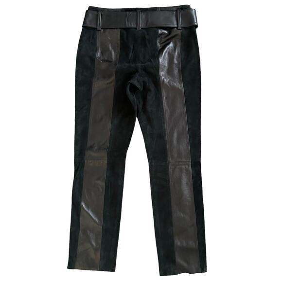 FRAME Paneled 100% Suede & Leather Belted Pants Women’s 26 x28 - Picture 7 of 15